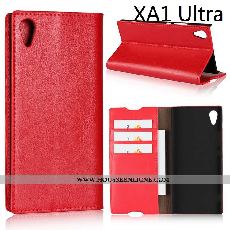 Étui Sony Xperia Xa1 Ultra Cuir Véritable Cuir Noir Coque Téléphone Portable