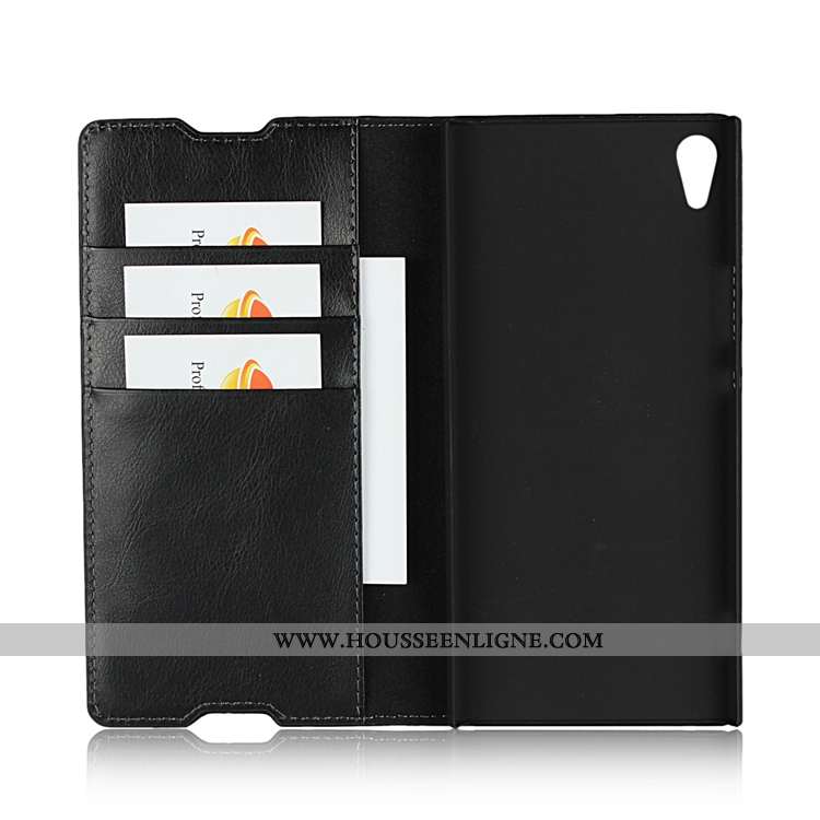 Étui Sony Xperia Xa1 Ultra Cuir Véritable Cuir Noir Coque Téléphone Portable