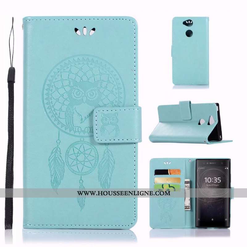Étui Sony Xperia Xa2 Cuir Modèle Fleurie Imprimé Chat Téléphone Portable Coque Rose