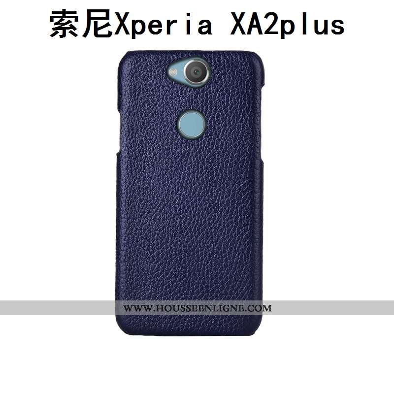 Étui Sony Xperia Xa2 Plus Cuir Mode Coque Incassable Bovins Téléphone Portable Couvercle Arrière Noi