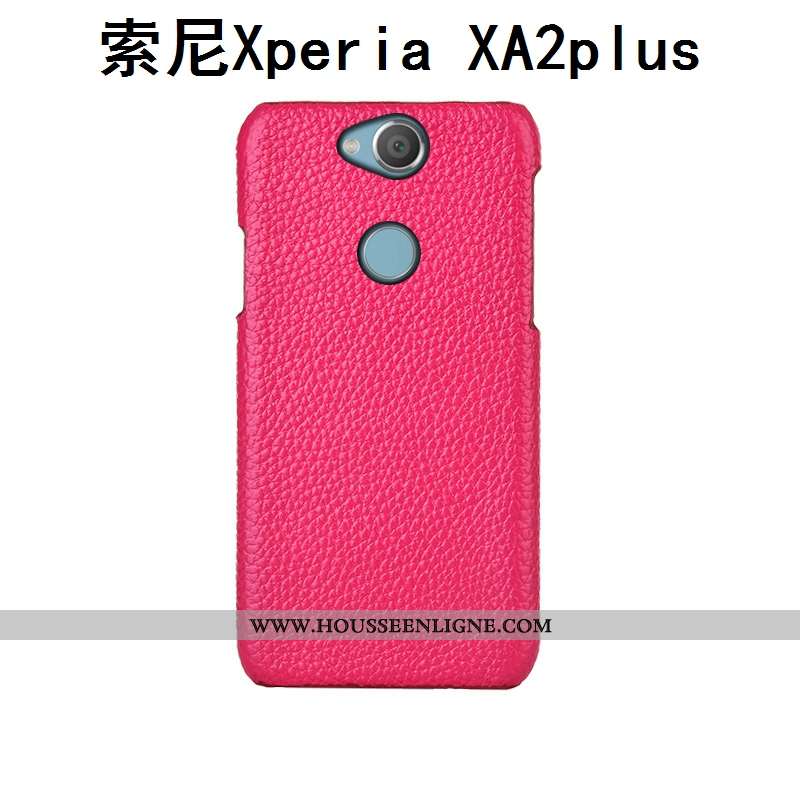 Étui Sony Xperia Xa2 Plus Cuir Mode Coque Incassable Bovins Téléphone Portable Couvercle Arrière Noi