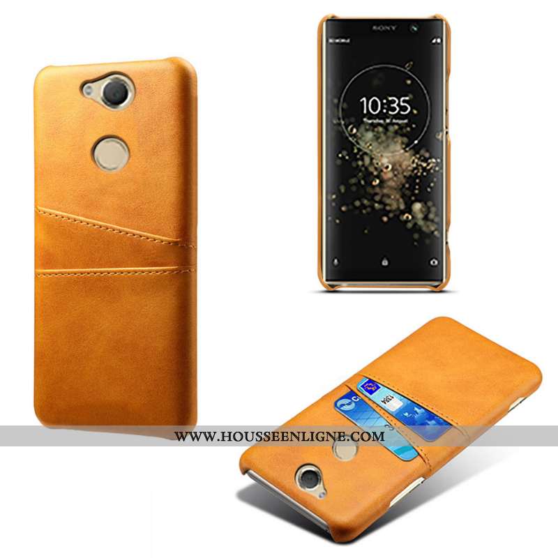 Étui Sony Xperia Xa2 Plus Cuir Qualité Coque Carte Téléphone Portable Jaune