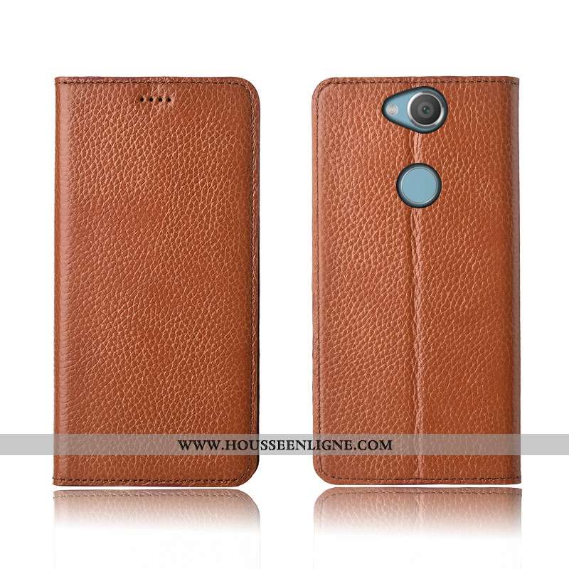 Étui Sony Xperia Xa2 Plus Protection Cuir Véritable Tout Compris Silicone Incassable Fluide Doux Mar