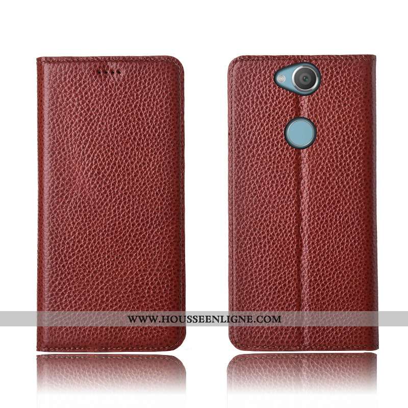 Étui Sony Xperia Xa2 Plus Protection Cuir Véritable Tout Compris Silicone Incassable Fluide Doux Mar
