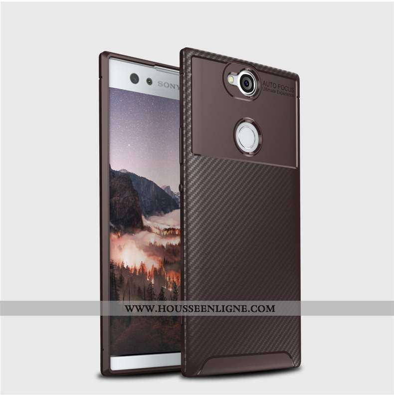Étui Sony Xperia Xa2 Plus Silicone Modèle Fleurie Fibre Téléphone Portable Incassable Noir