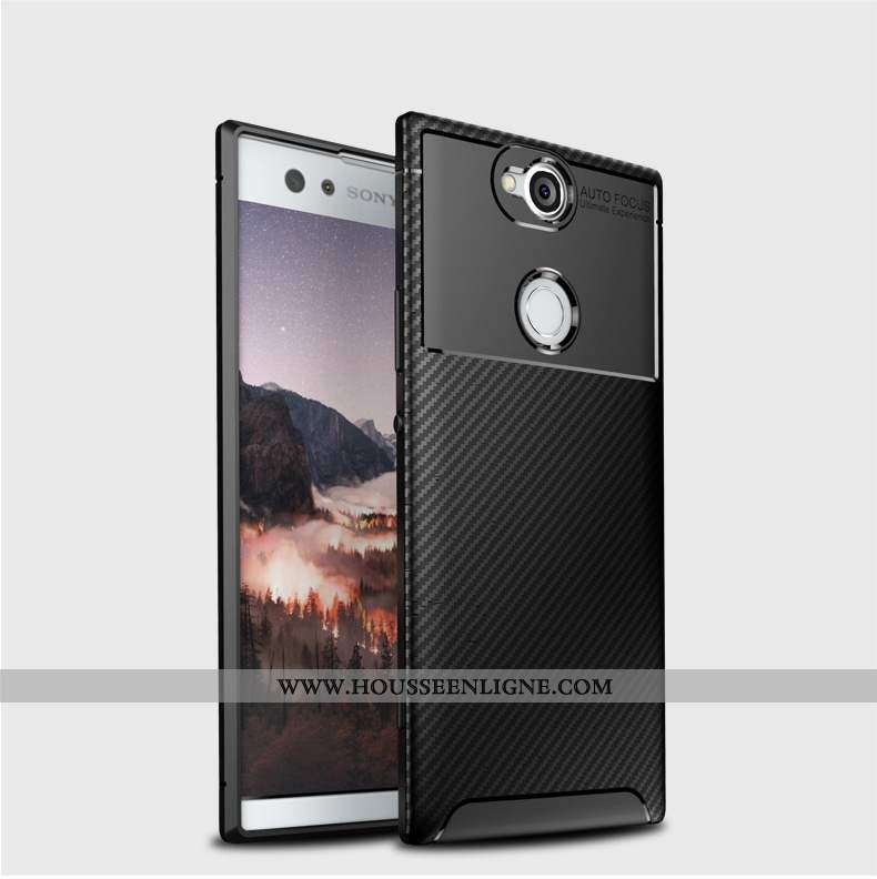 Étui Sony Xperia Xa2 Plus Silicone Modèle Fleurie Fibre Téléphone Portable Incassable Noir