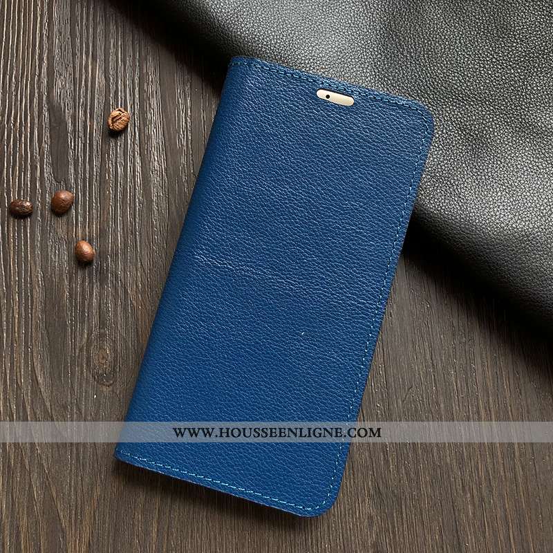 Étui Sony Xperia Xa2 Protection Cuir Véritable Housse Téléphone Portable Bleu Coque