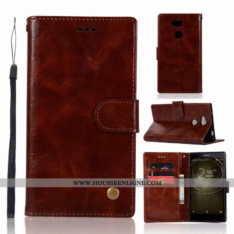 Étui Sony Xperia Xa2 Ultra Cuir Vintage Carte Gris Portefeuille Support Coque