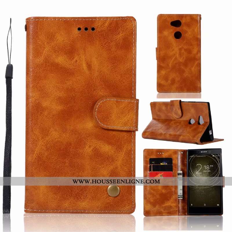 Étui Sony Xperia Xa2 Ultra Cuir Vintage Carte Gris Portefeuille Support Coque