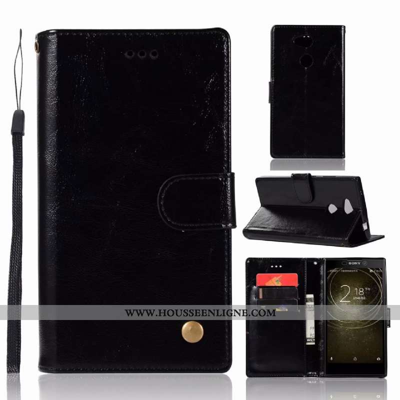 Étui Sony Xperia Xa2 Ultra Cuir Vintage Carte Gris Portefeuille Support Coque
