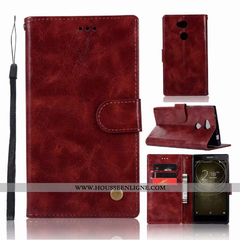 Étui Sony Xperia Xa2 Ultra Cuir Vintage Carte Gris Portefeuille Support Coque