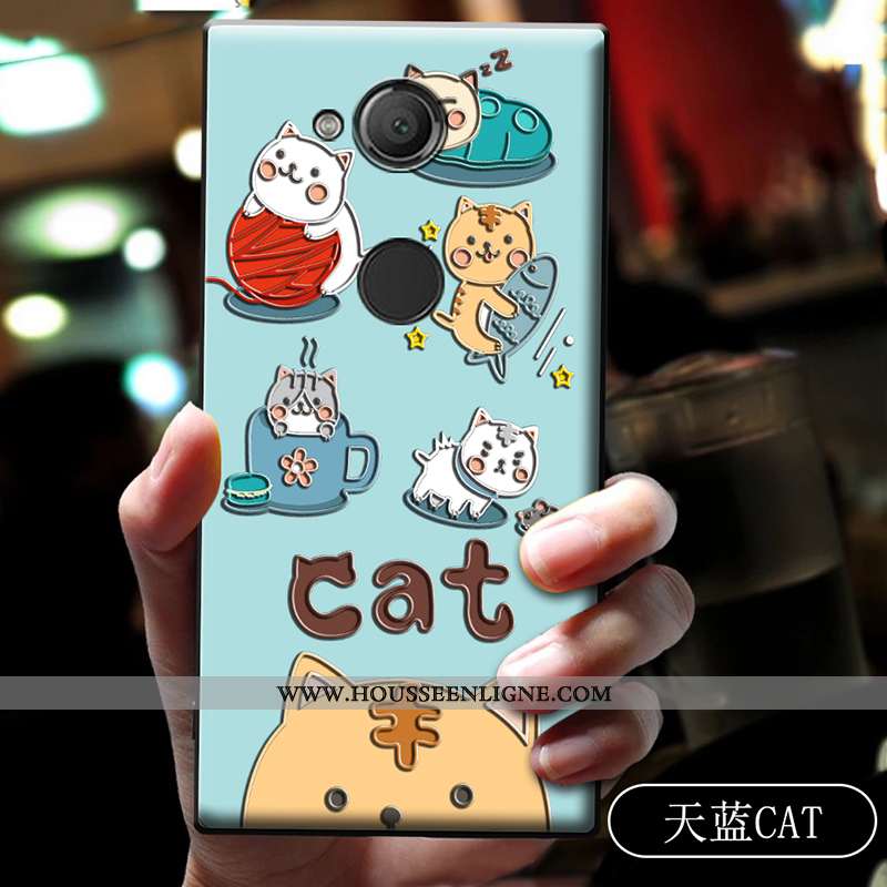 Étui Sony Xperia Xa2 Ultra Délavé En Daim Dessin Animé Incassable Fluide Doux Coque Bleu