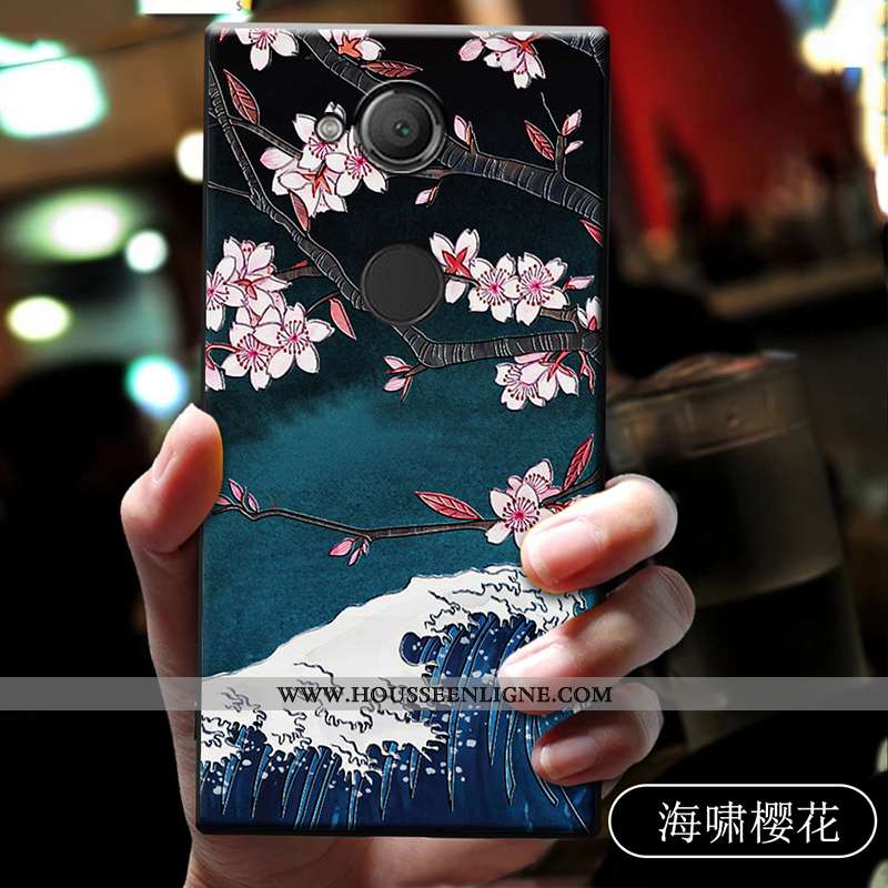 Étui Sony Xperia Xa2 Ultra Délavé En Daim Dessin Animé Incassable Fluide Doux Coque Bleu