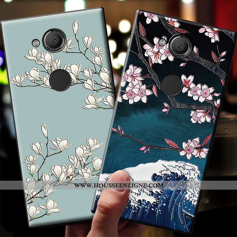 Étui Sony Xperia Xa2 Ultra Délavé En Daim Dessin Animé Incassable Fluide Doux Coque Bleu