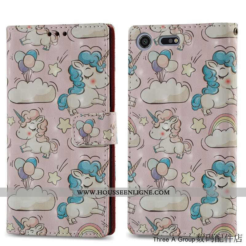 Étui Sony Xperia Xz Premium Cuir Protection Carte Rose Tout Compris Clamshell Téléphone Portable