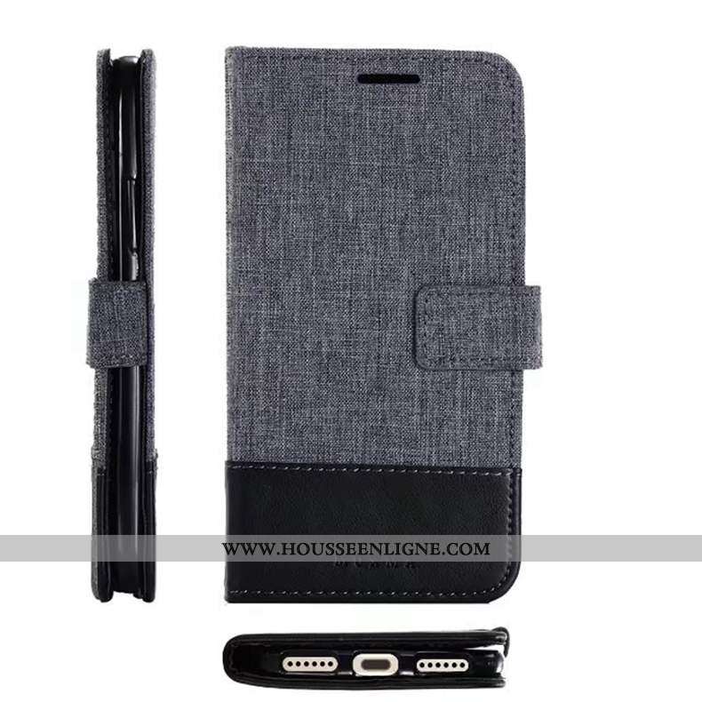 Étui Sony Xperia Xz Premium Cuir Téléphone Portable Gris Tissu Coque