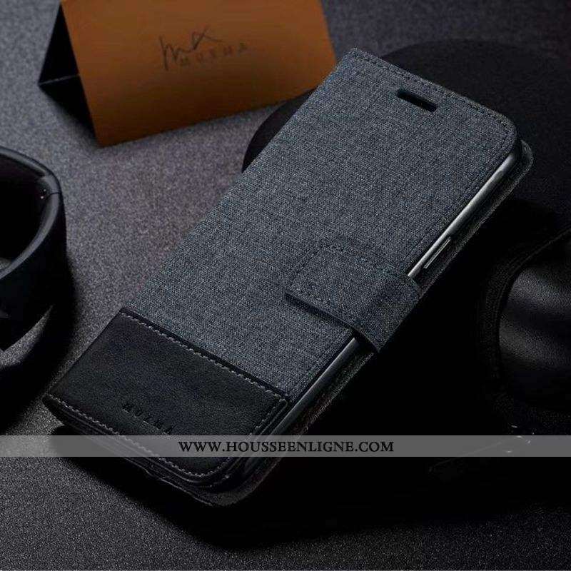 Étui Sony Xperia Xz Premium Cuir Téléphone Portable Gris Tissu Coque