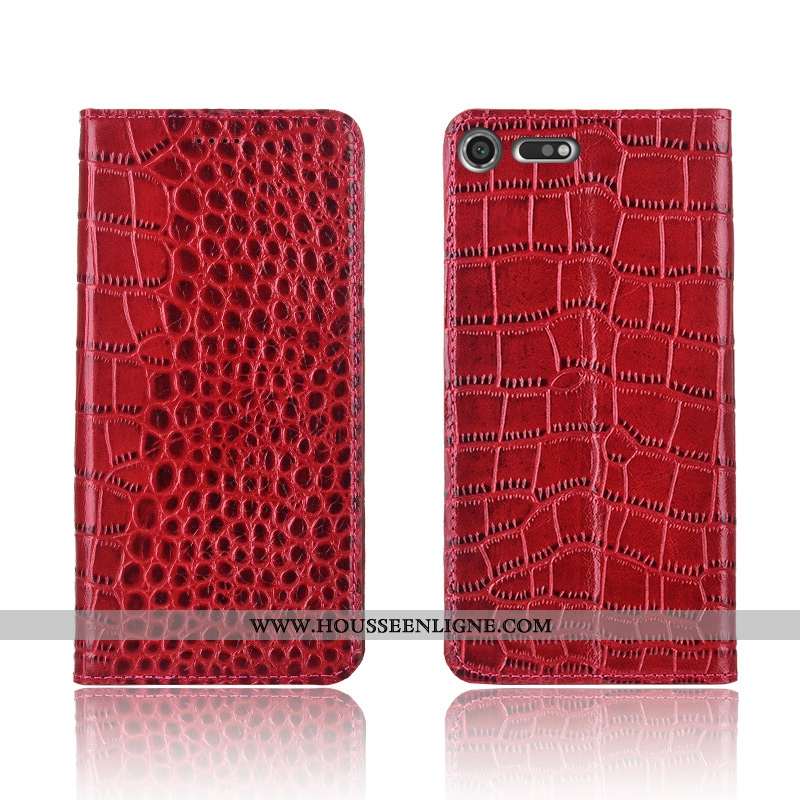 Étui Sony Xperia Xz Premium Fluide Doux Silicone Cuir Crocodile Nouveau Cuir Véritable Noir