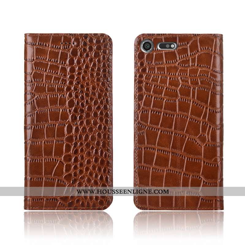 Étui Sony Xperia Xz Premium Fluide Doux Silicone Cuir Crocodile Nouveau Cuir Véritable Noir