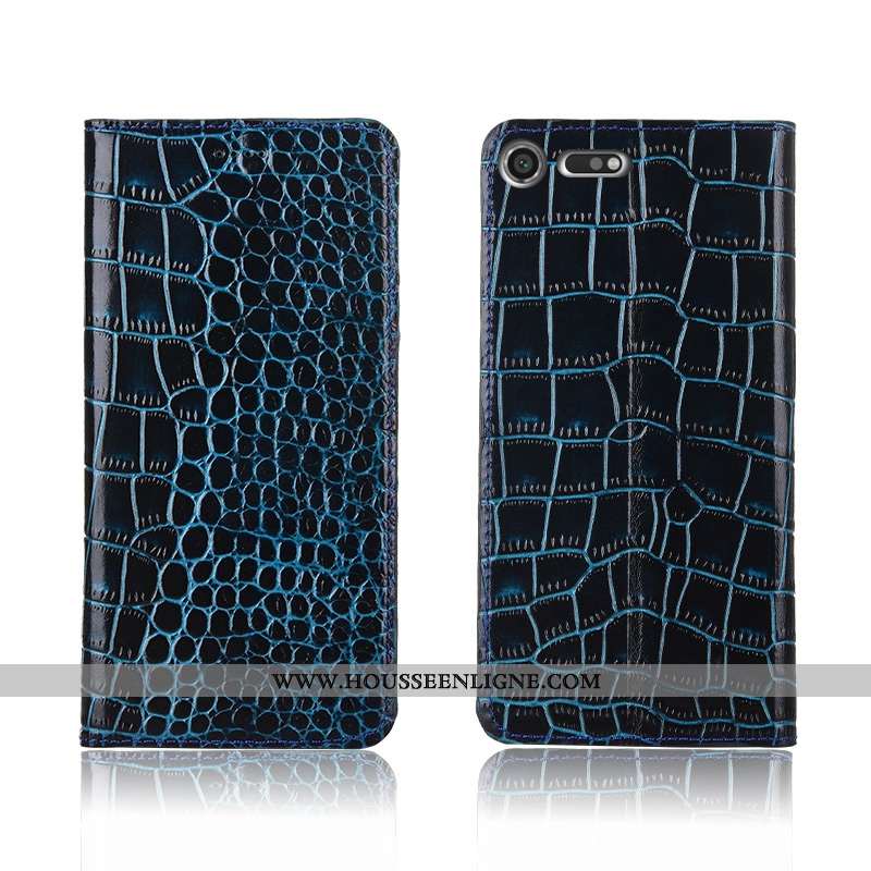 Étui Sony Xperia Xz Premium Fluide Doux Silicone Cuir Crocodile Nouveau Cuir Véritable Noir
