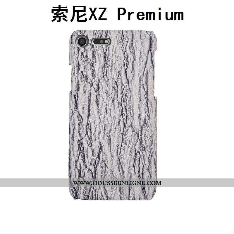 Étui Sony Xperia Xz Premium Mode Protection Créatif Cuir Véritable Téléphone Portable Arbres Gris