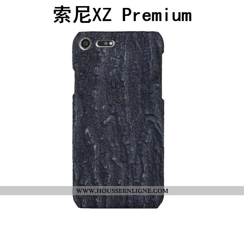 Étui Sony Xperia Xz Premium Mode Protection Créatif Cuir Véritable Téléphone Portable Arbres Gris