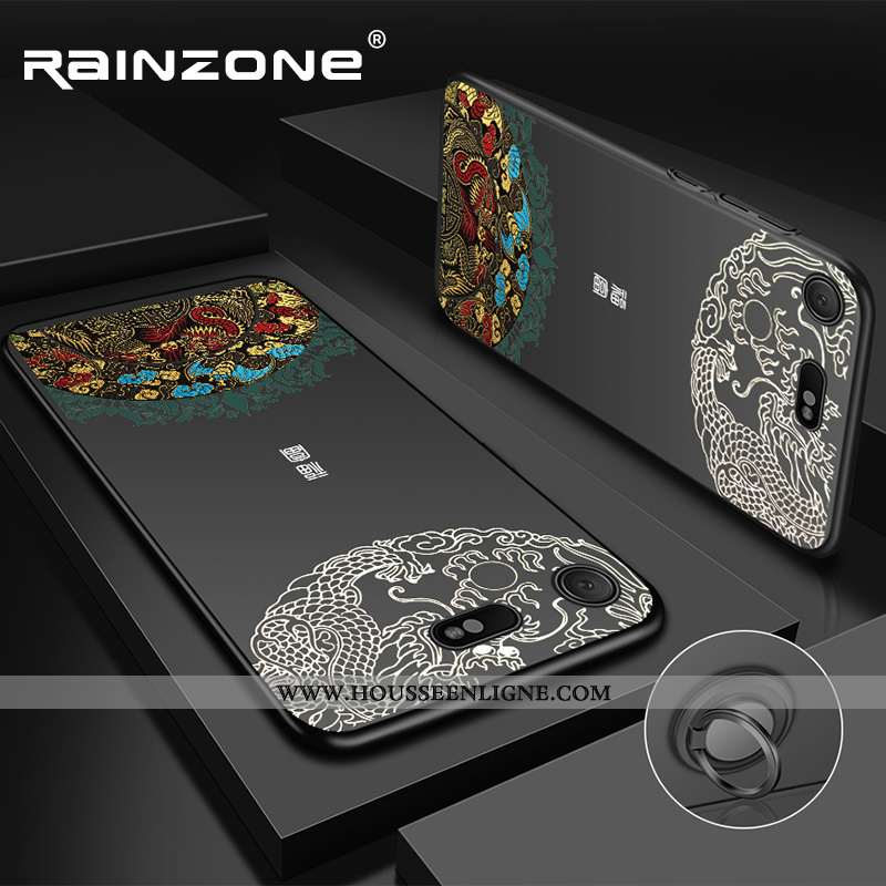 Étui Sony Xperia Xz Premium Silicone Protection Délavé En Daim Ultra Coque Style Chinois Noir