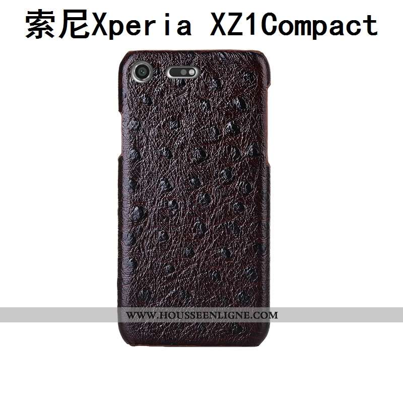 Étui Sony Xperia Xz1 Compact Créatif Cuir Véritable Mode Modèle Fleurie Coque Téléphone Portable Noi