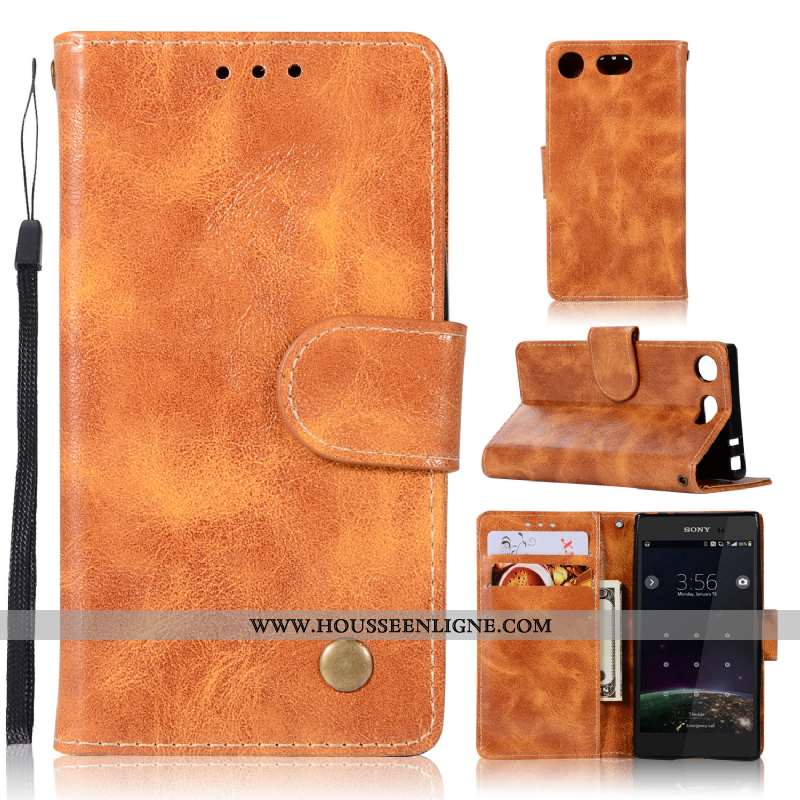 Étui Sony Xperia Xz1 Compact Cuir Vintage Rouge Coque Portefeuille Carte
