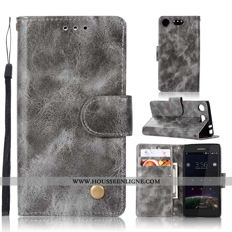 Étui Sony Xperia Xz1 Compact Cuir Vintage Rouge Coque Portefeuille Carte
