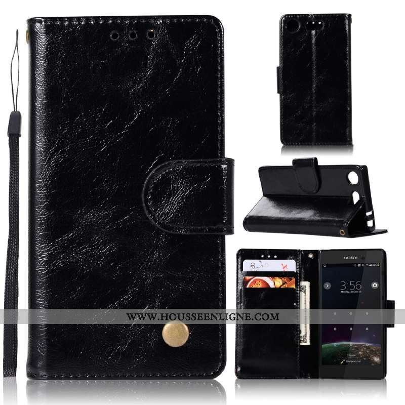 Étui Sony Xperia Xz1 Compact Cuir Vintage Rouge Coque Portefeuille Carte
