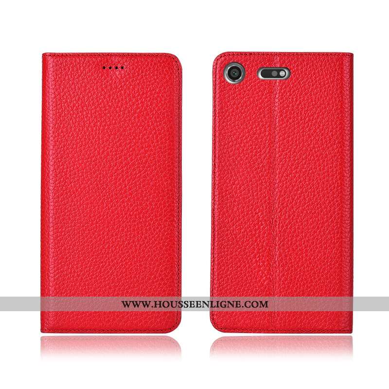 Étui Sony Xperia Xz1 Compact Fluide Doux Silicone Litchi Tout Compris Clamshell Protection Nouveau N