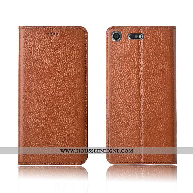 Étui Sony Xperia Xz1 Compact Fluide Doux Silicone Litchi Tout Compris Clamshell Protection Nouveau N