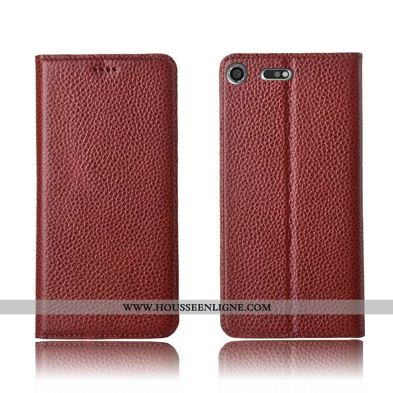 Étui Sony Xperia Xz1 Compact Fluide Doux Silicone Litchi Tout Compris Clamshell Protection Nouveau N
