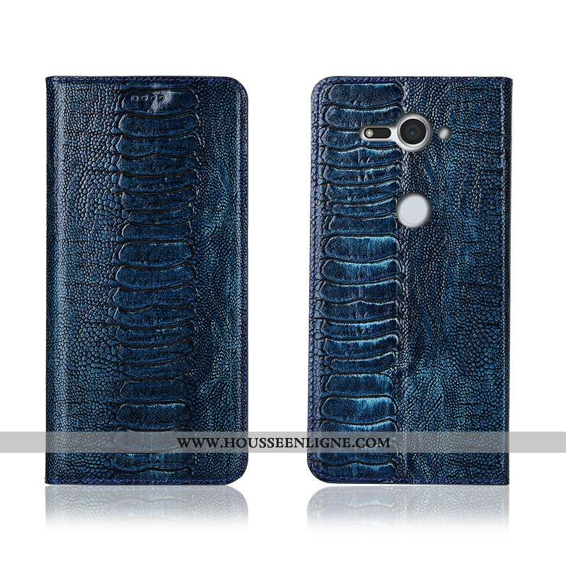 Étui Sony Xperia Xz2 Compact Cuir Véritable Cuir Tout Compris Incassable Oiseau Noir Silicone
