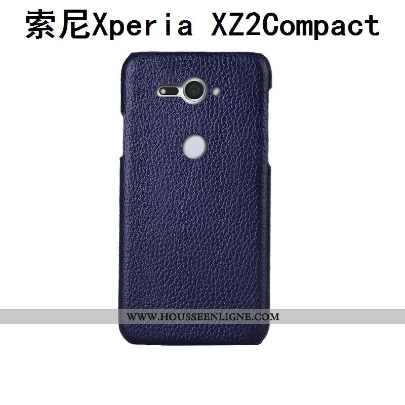 Étui Sony Xperia Xz2 Compact Mode Protection Luxe Personnalisé Téléphone Portable Litchi Bleu Foncé
