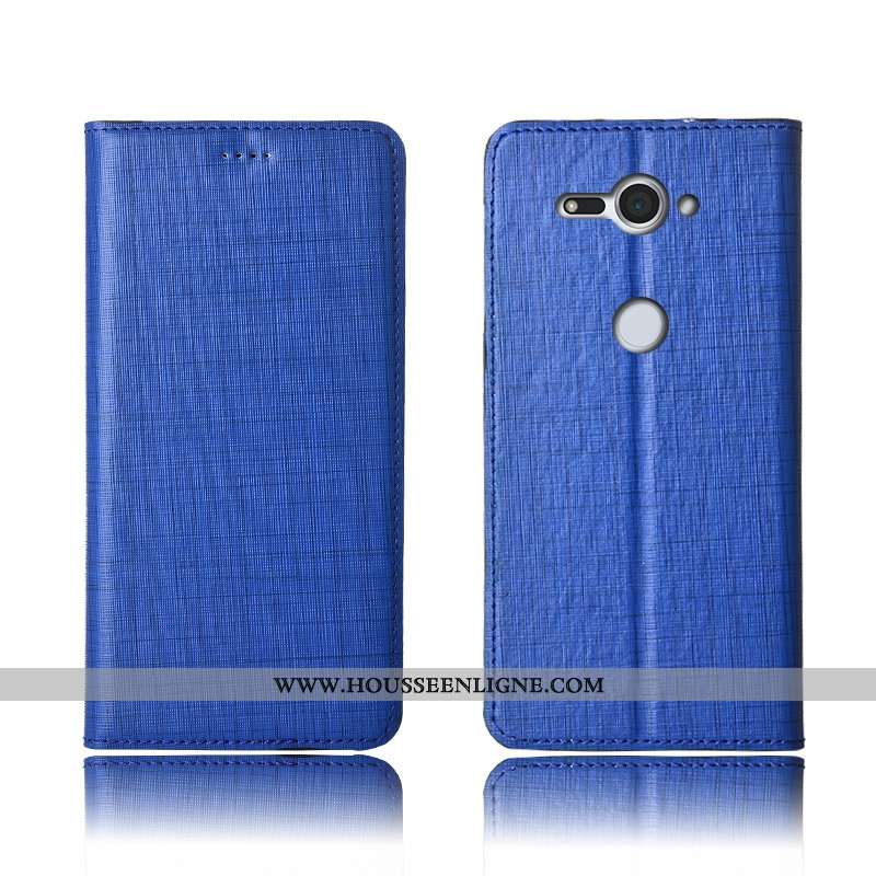 Étui Sony Xperia Xz2 Compact Silicone Protection Cuir Cuir Véritable Clamshell Bleu
