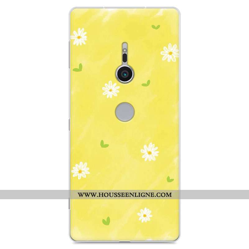 Étui Sony Xperia Xz2 Fluide Doux Silicone Incassable Créatif Tendance Protection Jaune