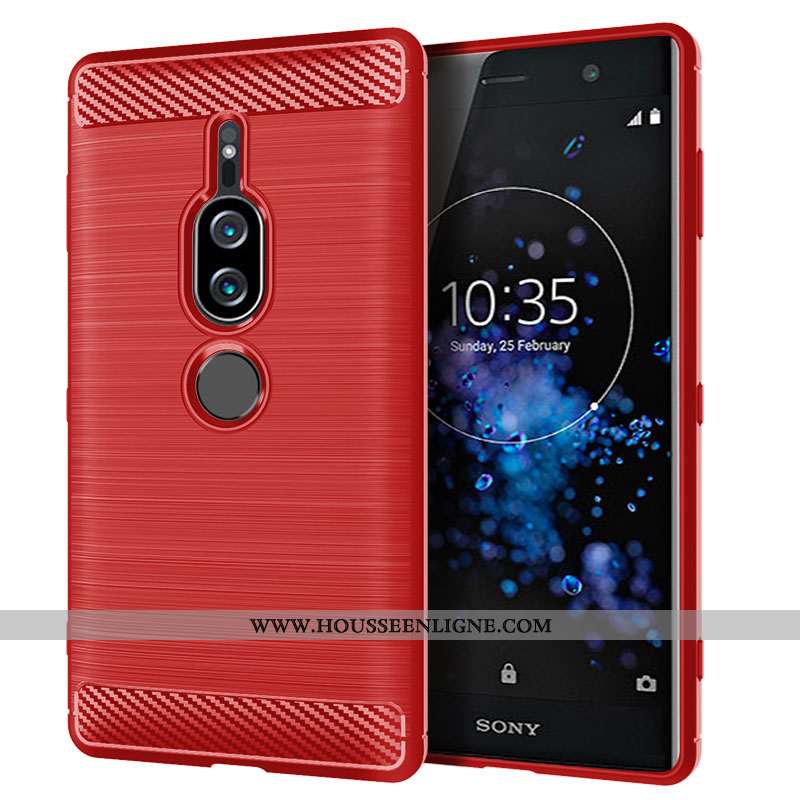 Étui Sony Xperia Xz2 Premium Personnalité Tendance Rouge Délavé En Daim Téléphone Portable Business