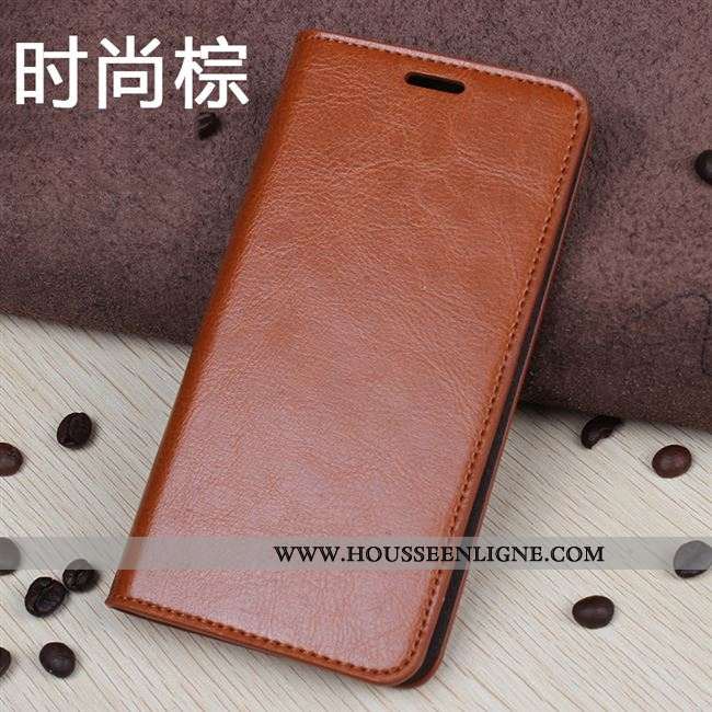 Étui Sony Xperia Xz2 Protection Cuir Véritable Cuir Coque Téléphone Portable Marron Housse