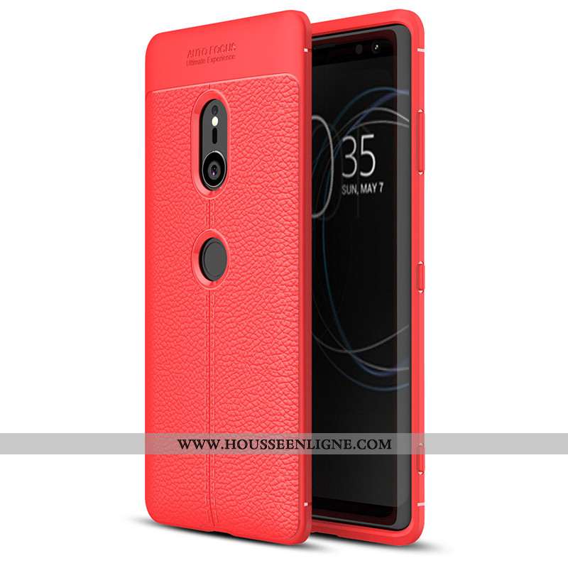Étui Sony Xperia Xz3 Cuir Modèle Fleurie Protection 2020 Tendance Litchi Simple Gris