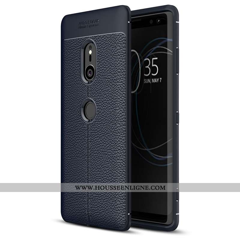 Étui Sony Xperia Xz3 Cuir Modèle Fleurie Protection 2020 Tendance Litchi Simple Gris