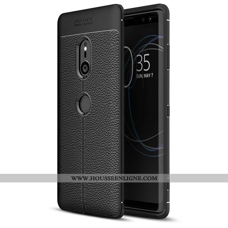 Étui Sony Xperia Xz3 Cuir Modèle Fleurie Protection 2020 Tendance Litchi Simple Gris