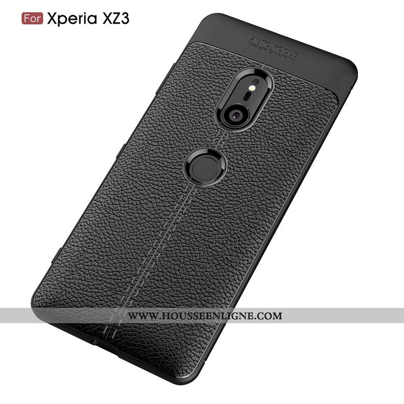 Étui Sony Xperia Xz3 Cuir Modèle Fleurie Protection 2020 Tendance Litchi Simple Gris