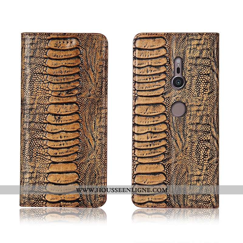 Étui Sony Xperia Xz3 Cuir Véritable Cuir Téléphone Portable Oiseau Noir Tout Compris
