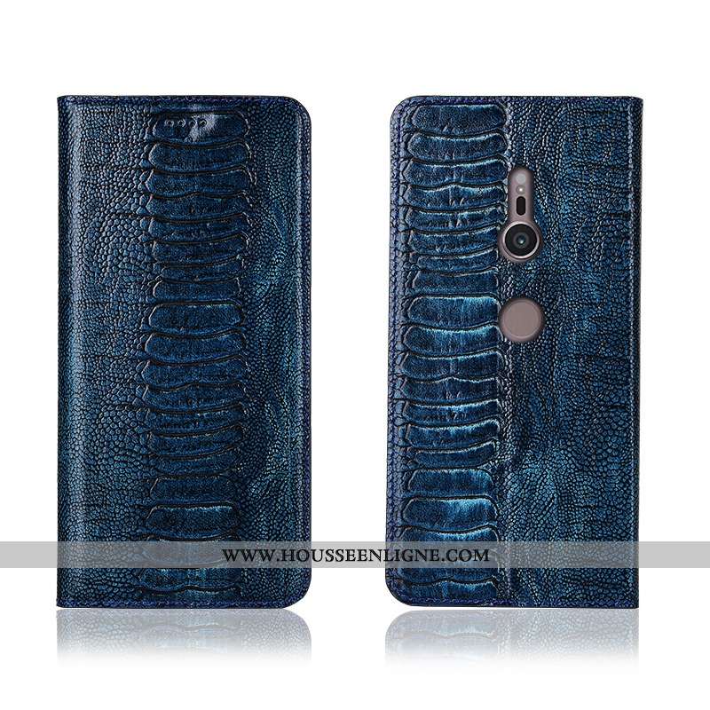 Étui Sony Xperia Xz3 Cuir Véritable Cuir Téléphone Portable Oiseau Noir Tout Compris