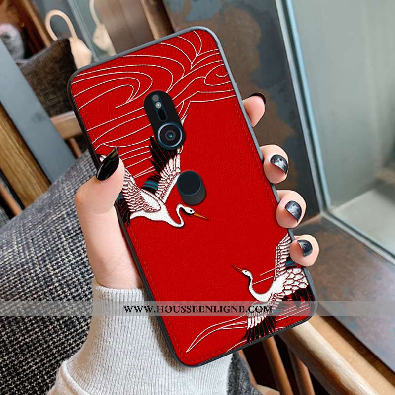 Étui Sony Xperia Xz3 Modèle Fleurie Silicone Coque Rouge Gaufrage Tendance