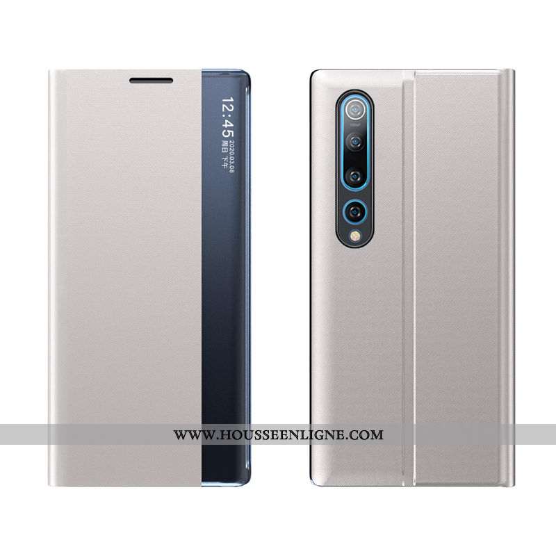 Étui Xiaomi Mi 10 Cuir Argent Dormance Petit Coque Housse
