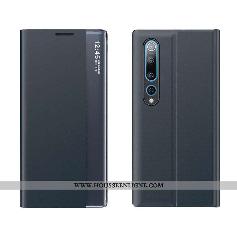Étui Xiaomi Mi 10 Cuir Argent Dormance Petit Coque Housse