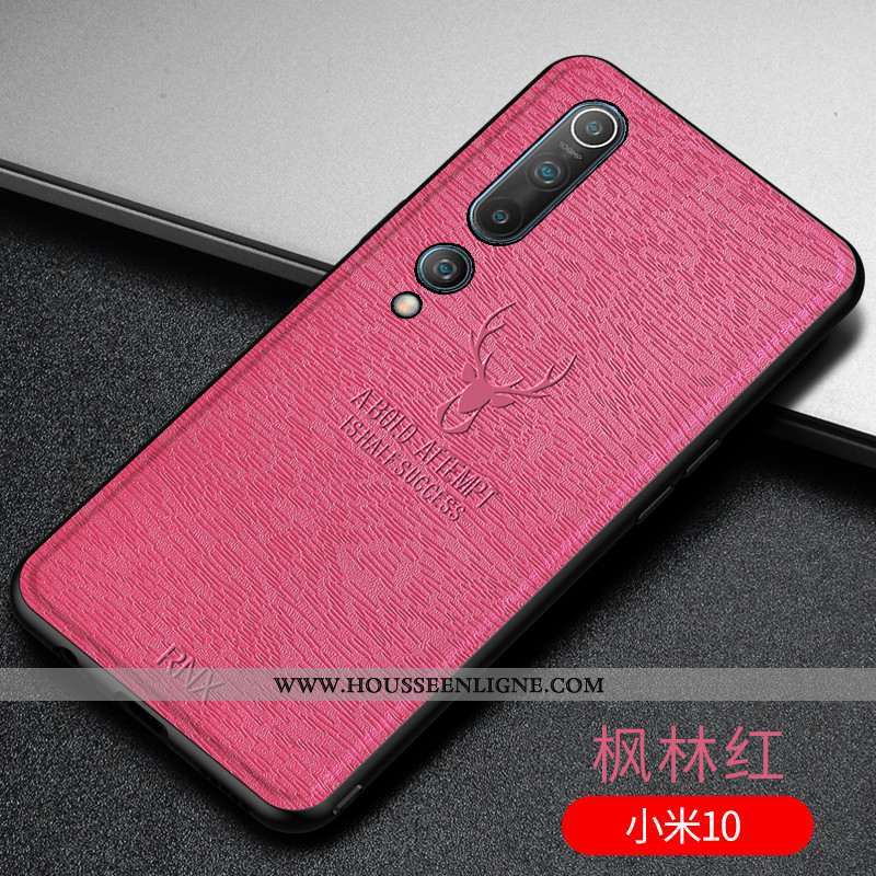 Étui Xiaomi Mi 10 Cuir Fluide Doux Incassable Personnalité À Bord Délavé En Daim Rose